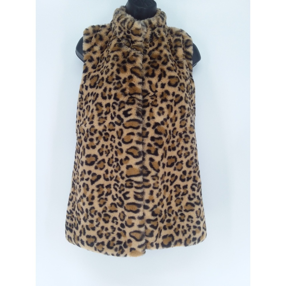 89th & Madison Animal Print Faux Fur & Sweater Vest Size Small New with Tags